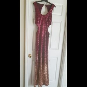 Burgundy & Mauve Ombre a sequin Dress